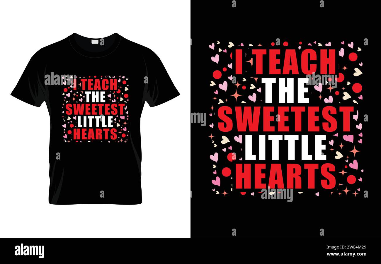 J'enseigne le t-shirt Little Hearts Happy Valentine's Day le plus doux Illustration de Vecteur