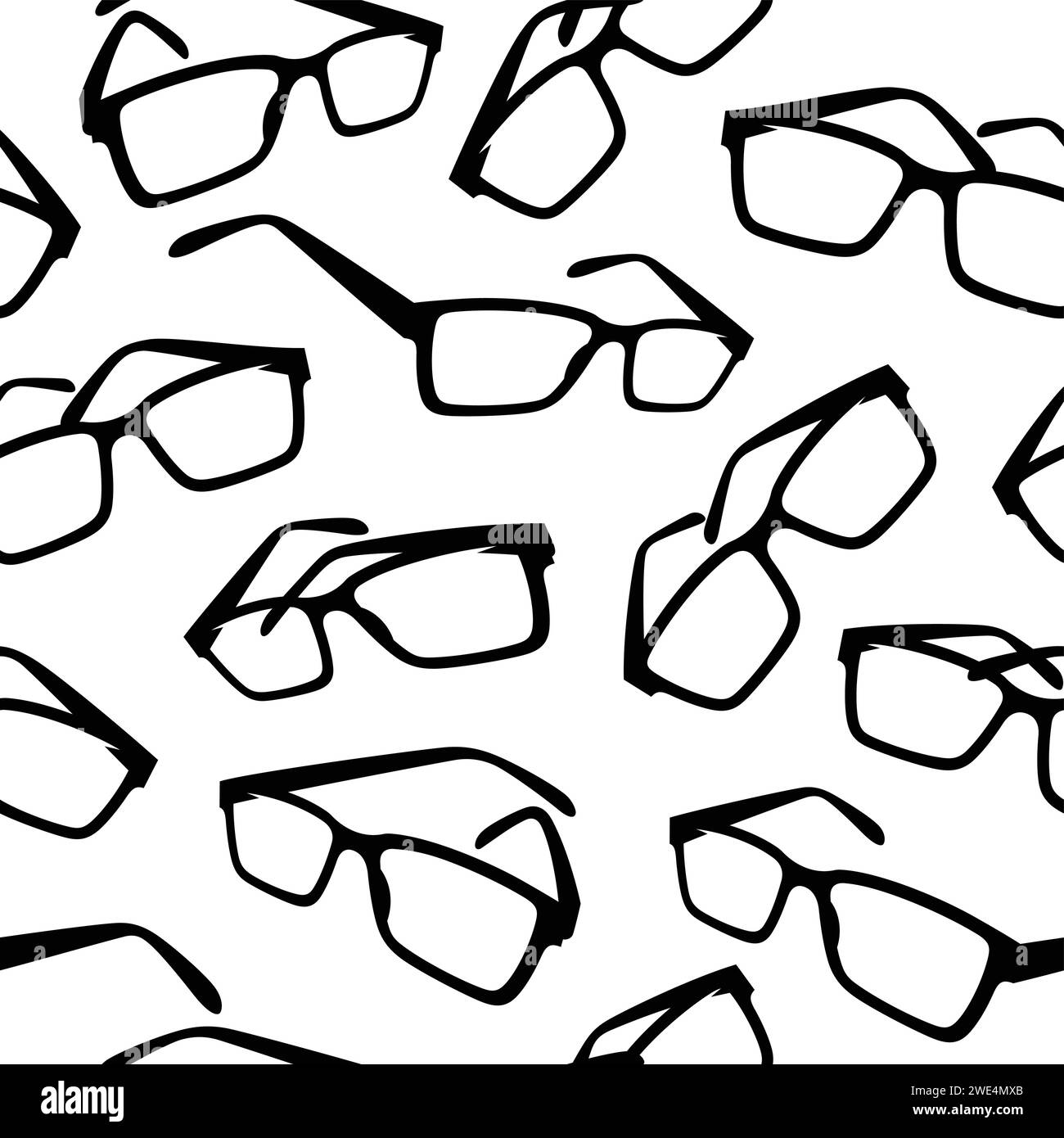 Fond sans couture abstrait avec des lunettes en noir et blanc Illustration de Vecteur