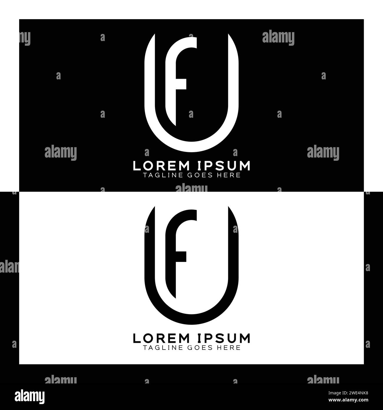 Logo de lettre initiale UF. Monogramme à motif alphabet U et F. Illustration de Vecteur