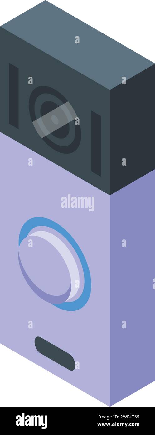 Vecteur isométrique de l'icône du bouton de chiffre de contrôle. Sonnette de porte. Son de sécurité Illustration de Vecteur