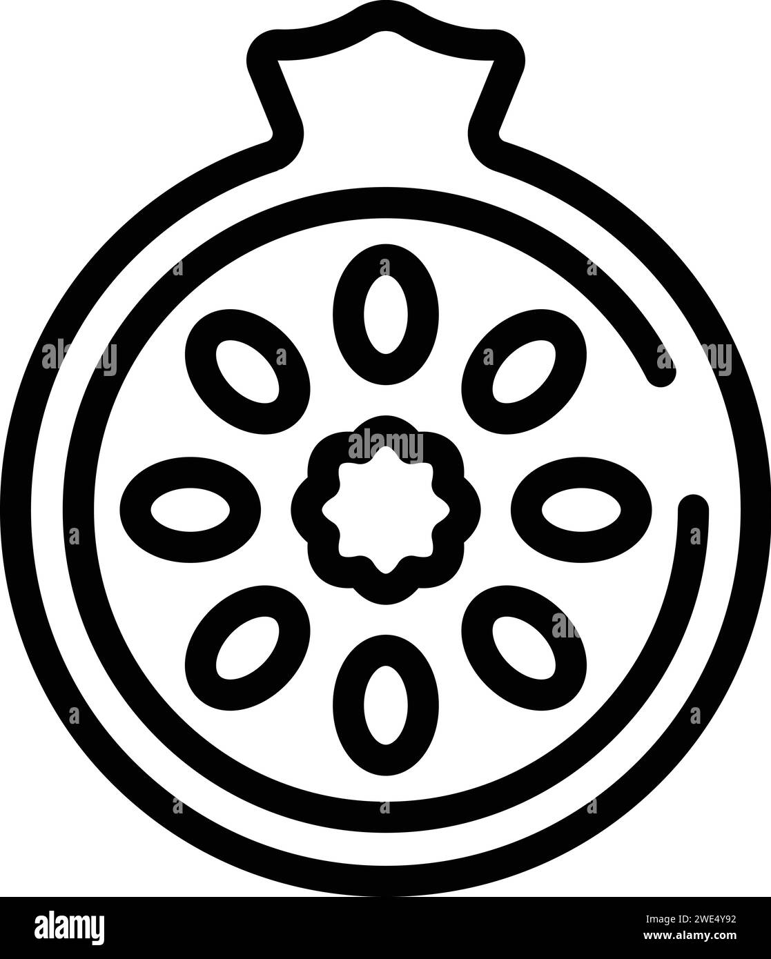 Vecteur de contour d'icône de fruit de grenade d'Israël. Pays de voyage. Tourisme Asie Illustration de Vecteur