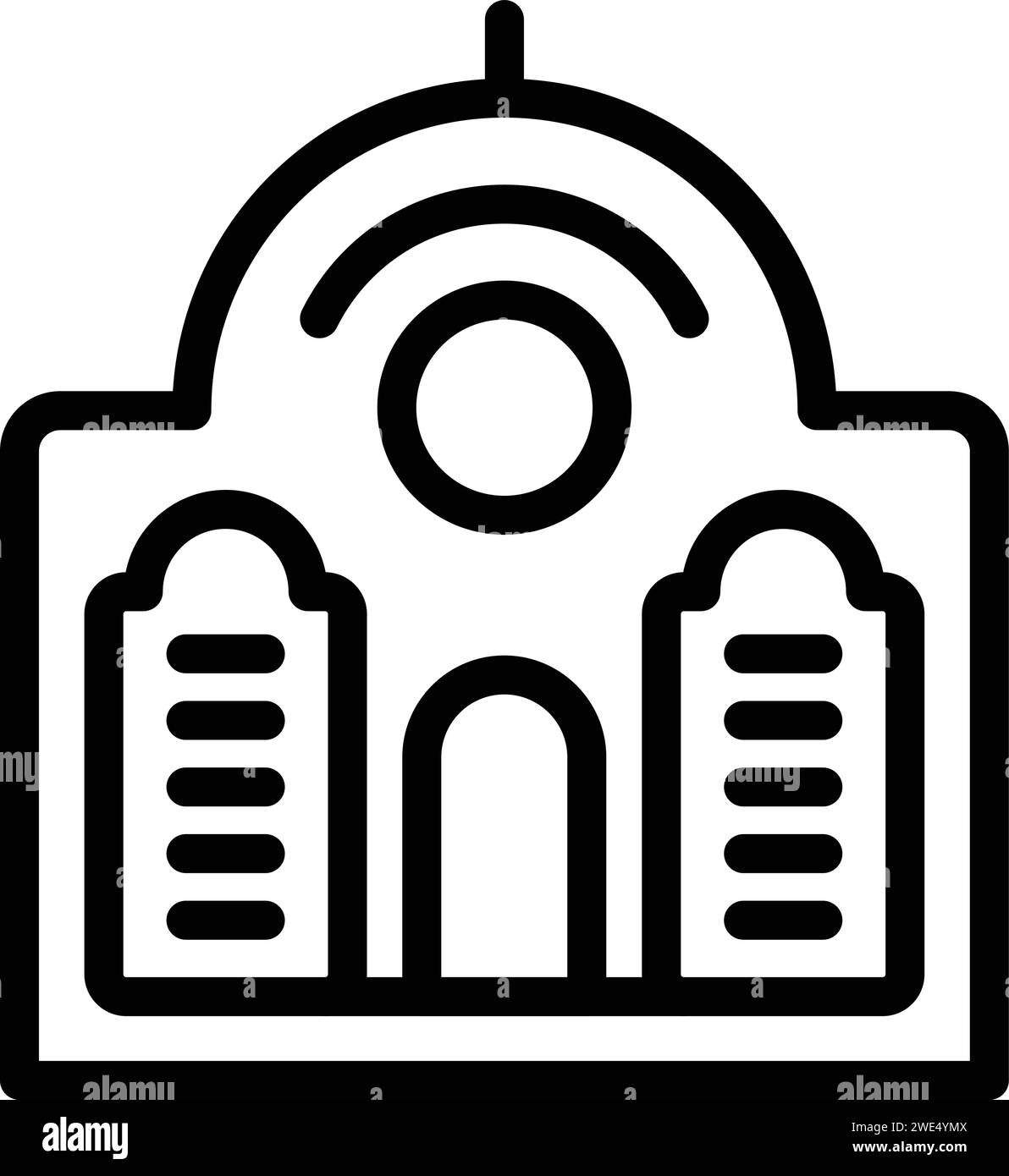 Vecteur de contour d'icône de bâtiment de paysage urbain. Architecture ville tel aviv. Les voyageurs Illustration de Vecteur