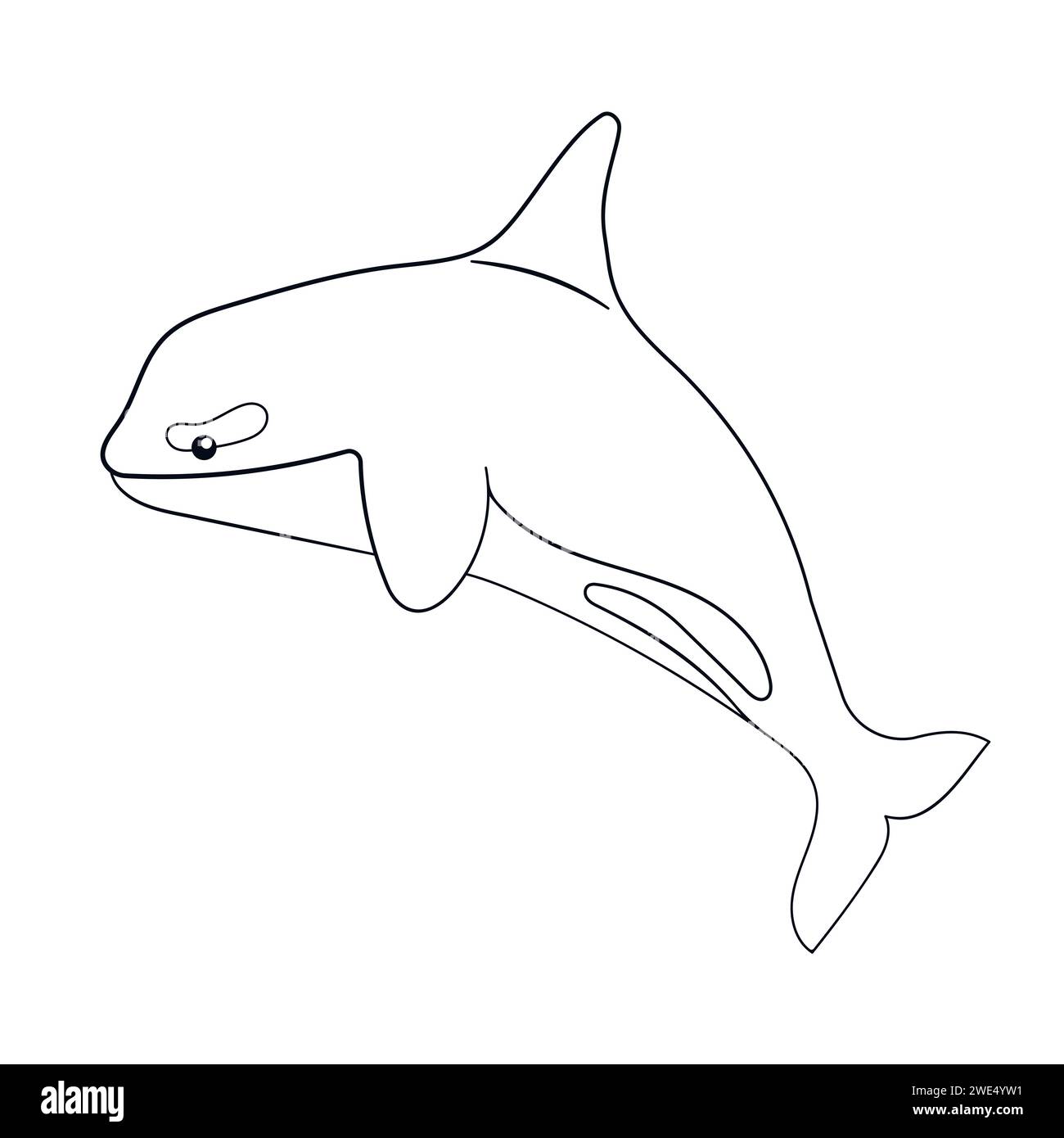Logo baleine noire dans un style de dessin au trait. Forme animale sous-marine. Illustration vectorielle isolée sur fond blanc. Illustration de Vecteur