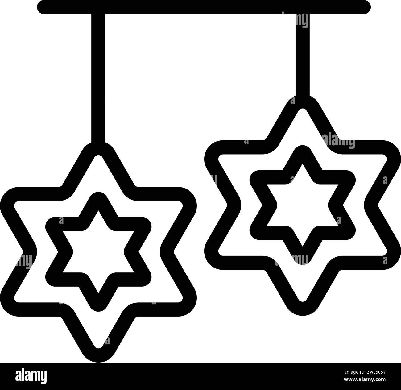 Vecteur de contour d'icône d'étoiles juives. Tel aviv ville. Les gens voyagent de la brume Illustration de Vecteur