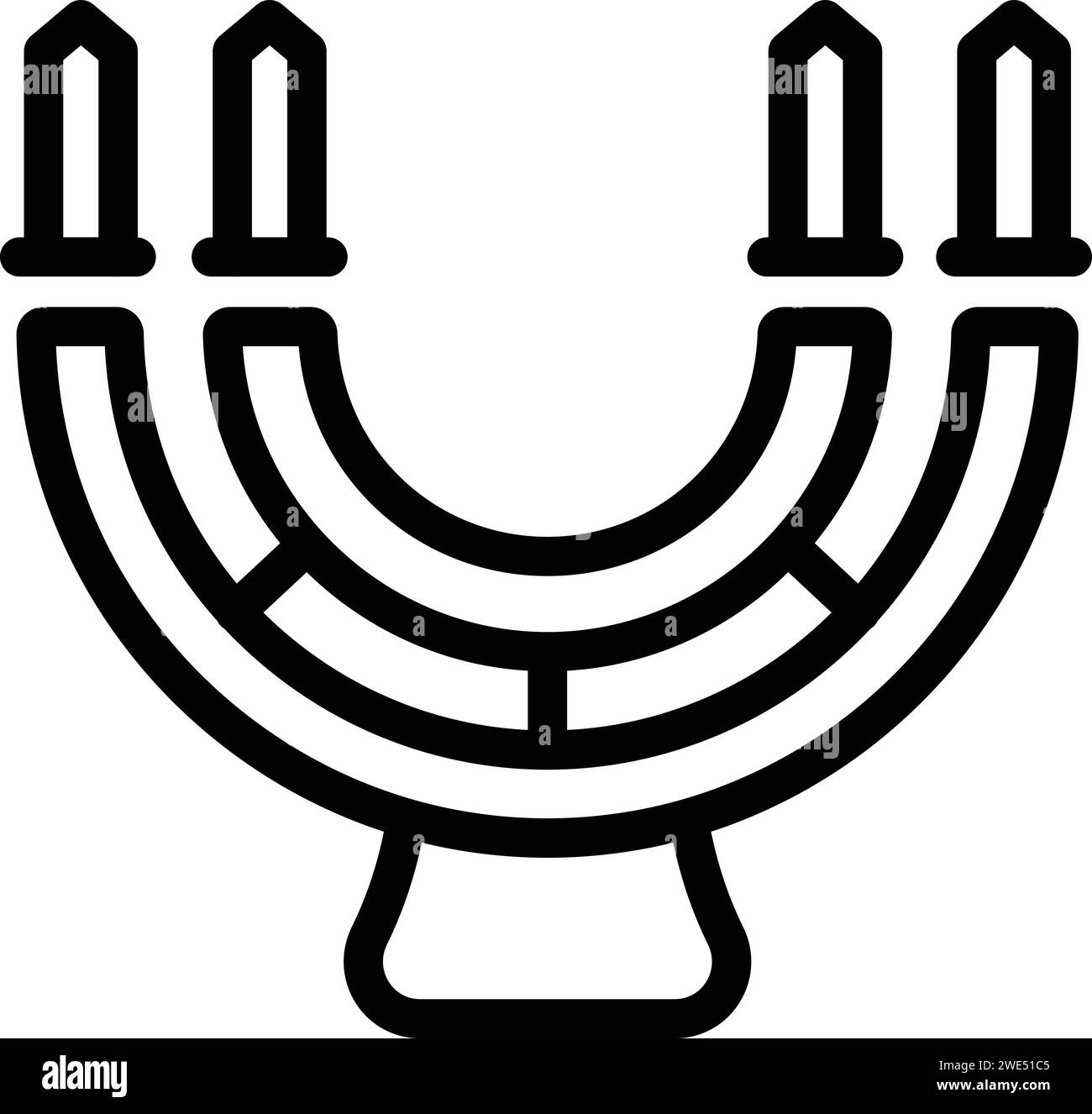 Vecteur de contour d'icône de bougies juives. Israël tel aviv. Tour de la ville de voyage Illustration de Vecteur