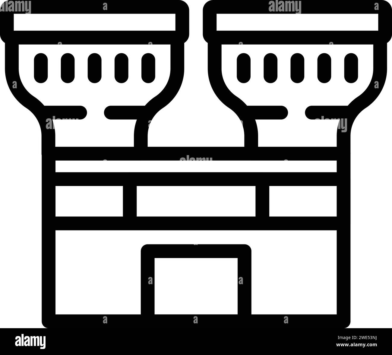 Vecteur de contour d'icône de voyage de ciel. Tower City tel aviv. Asie urbaine Illustration de Vecteur