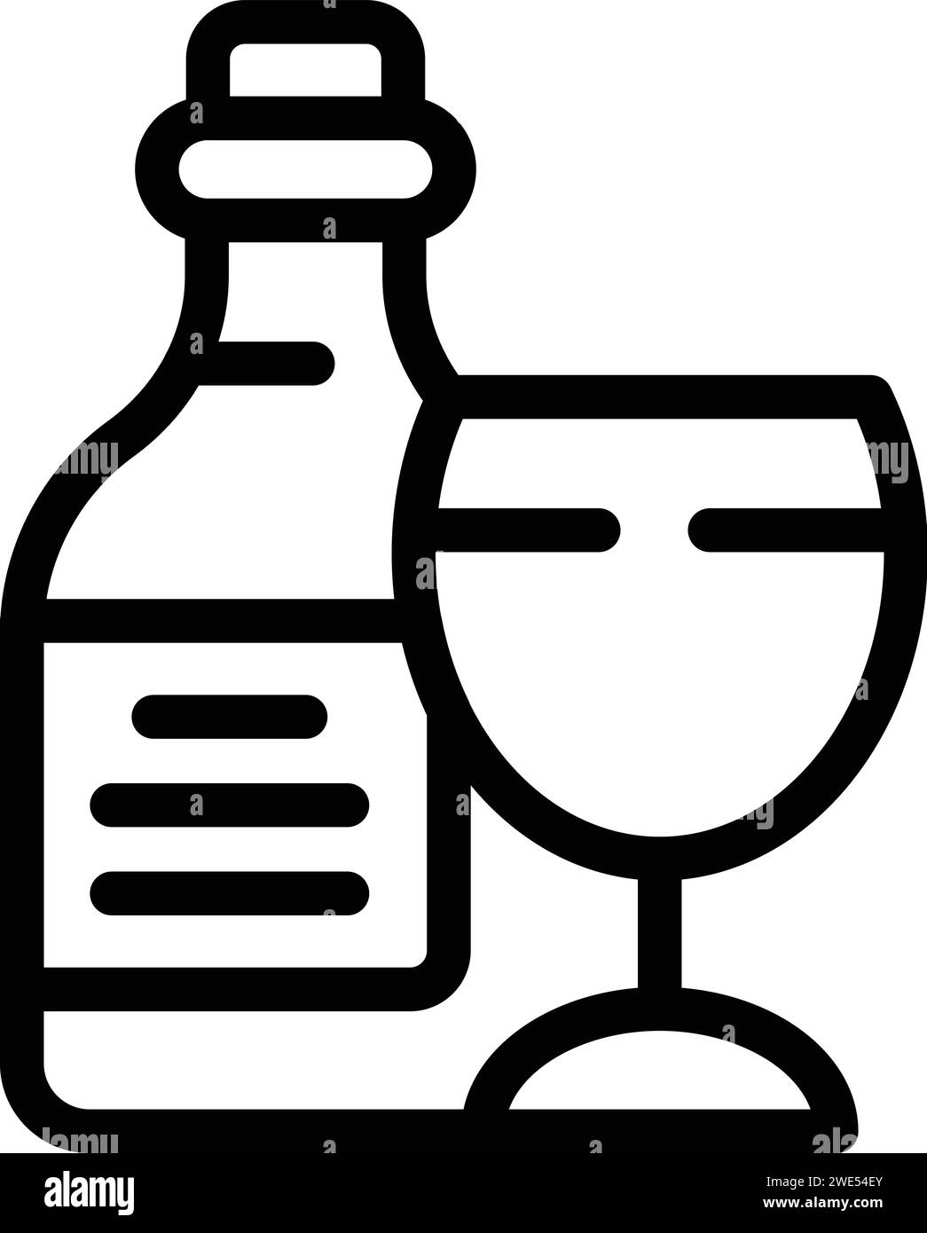 Vecteur de contour d'icône de vin de bouteille français. Galerie d'art de voyage. Culture nationale Illustration de Vecteur