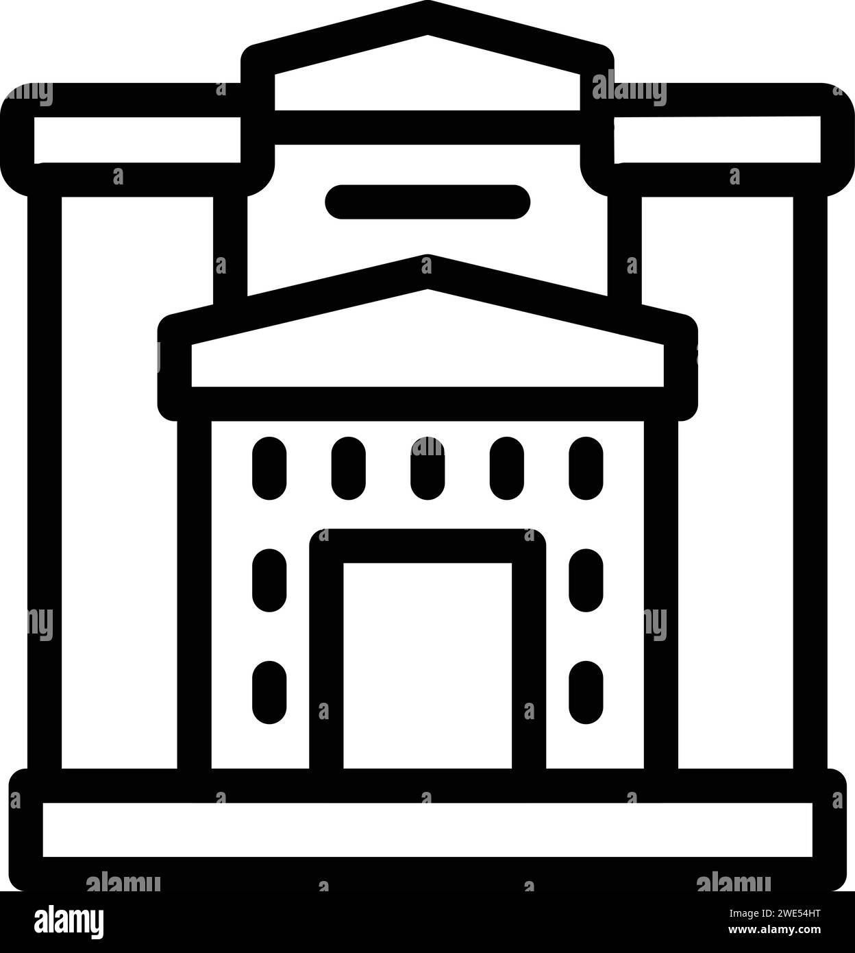 Vecteur de contour d'icône de structure de bâtiment. Voyages touristiques. Design de galerie d'art. Illustration de Vecteur