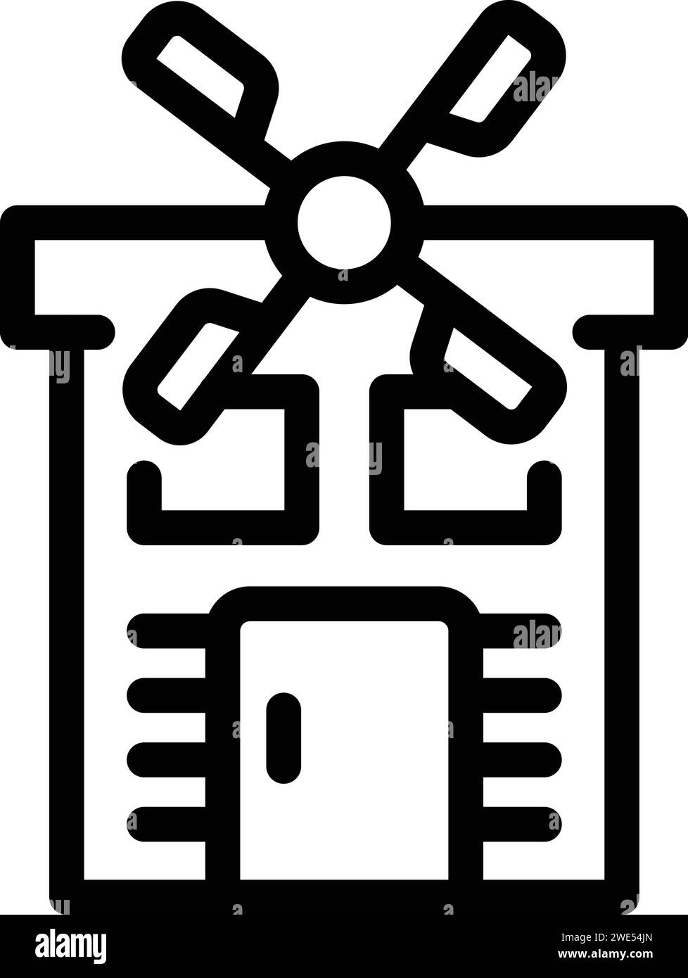 Vecteur de contour d'icône de moulin à vent. Galerie d'art. Imaginez l'architecture du pays Illustration de Vecteur