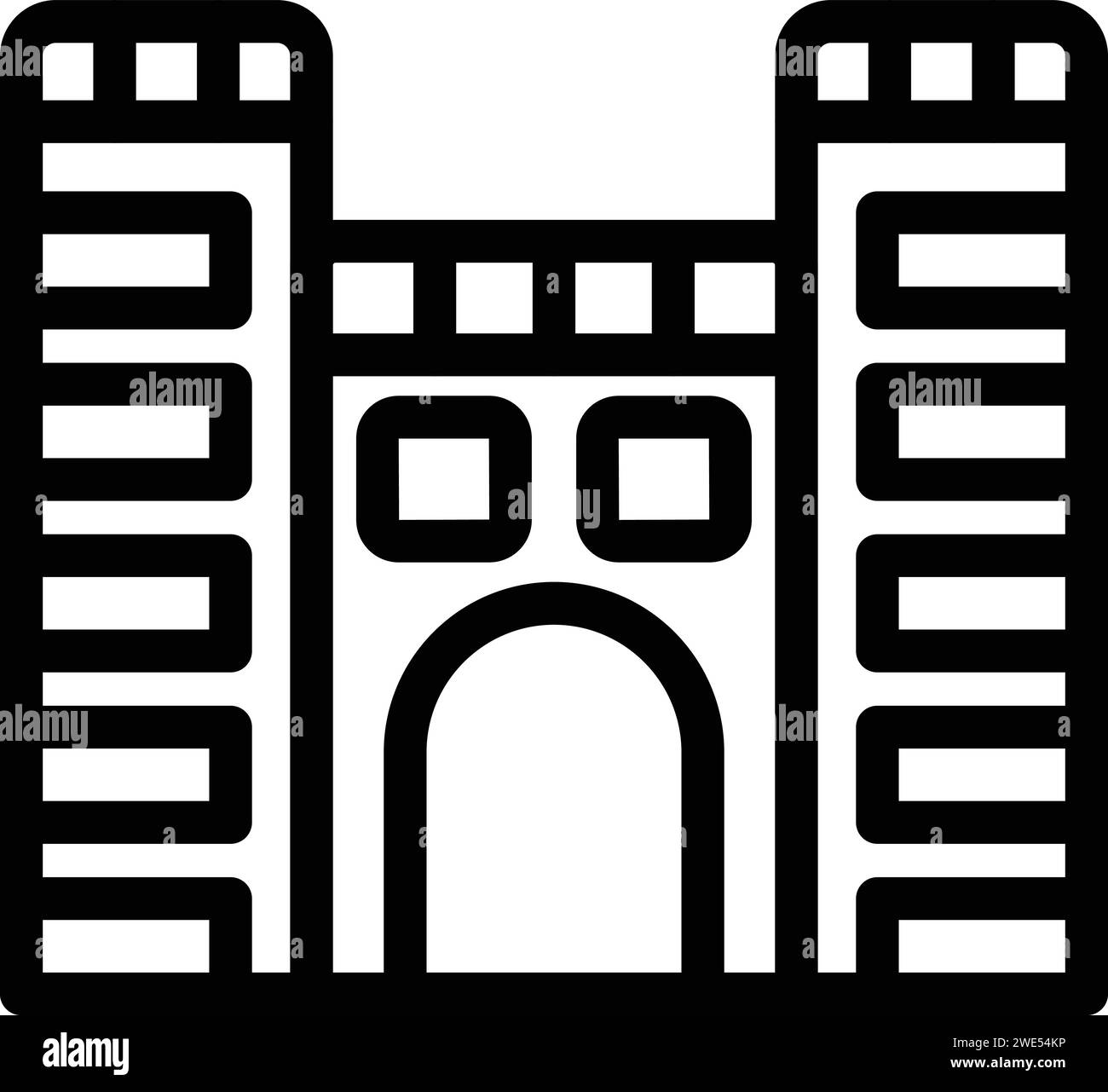 Vecteur de contour d'icône de musée de château de Paris. Galerie d'art française. Photo du pays Illustration de Vecteur