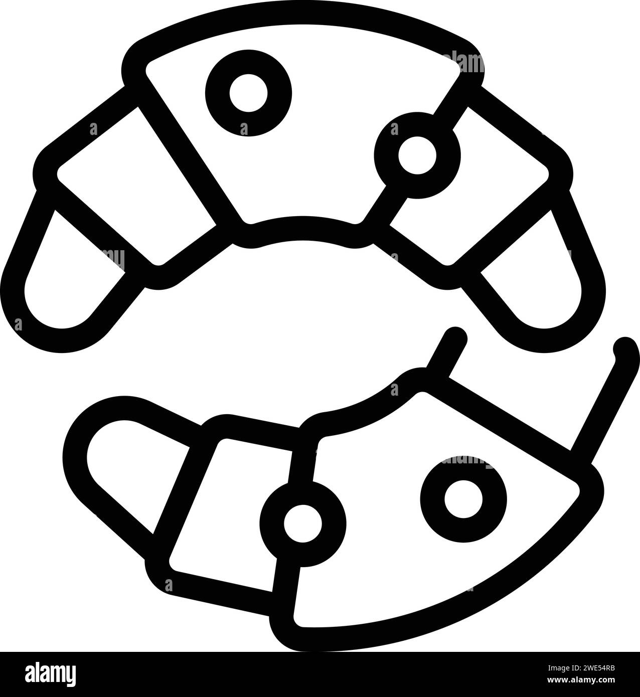 Vecteur de contour d'icône alimentaire croissant français. Art du voyage Étroit culturel Illustration de Vecteur