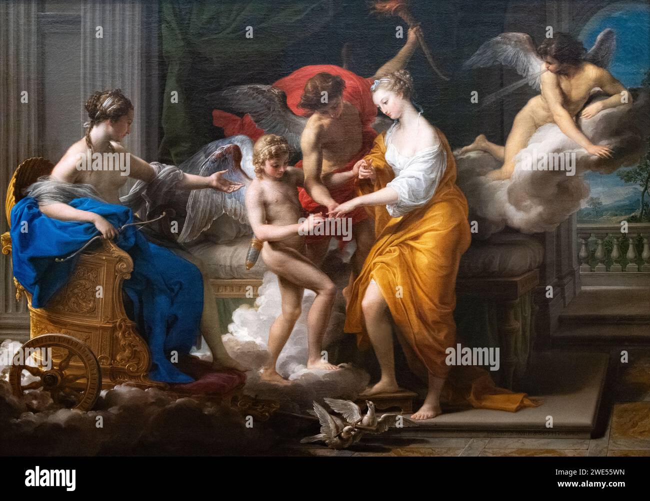 Pompeo Girolami Batoni, ou Pompeo Batoni, peinture ; le mariage de Cupidon et Psyché, 1756. peintre italien du xviiie siècle et construit Banque D'Images