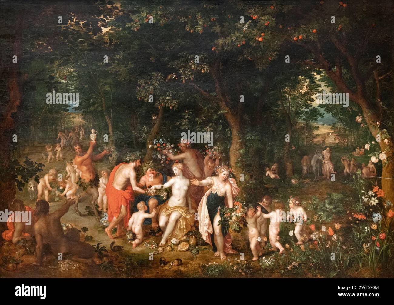 Jan Brueghel le jeune tableau, 'la fête de Bacchus', avant 1632. Peinture baroque flamande. peintre baroque flamand du xviie siècle. Banque D'Images