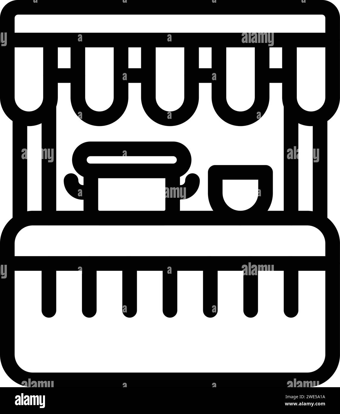 Vecteur de contour d'icône de nourriture de rue. Création orientale. Crevettes du marché Illustration de Vecteur