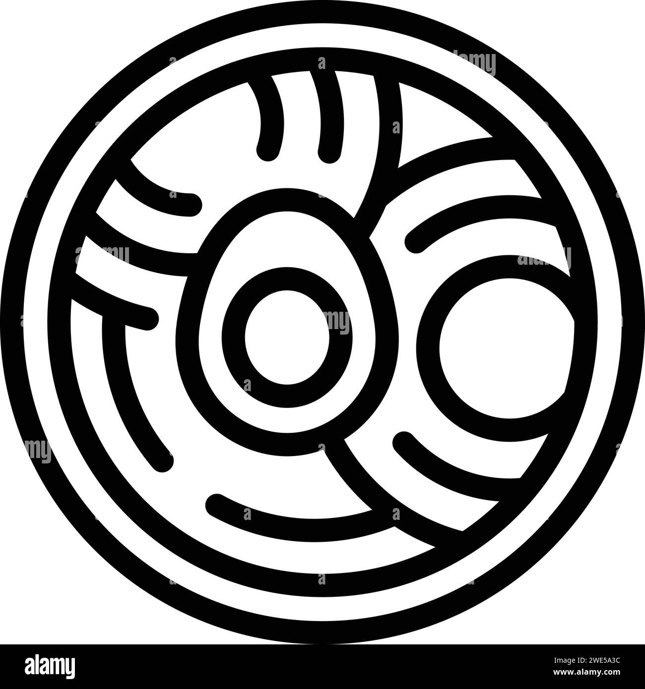 Vecteur de contour d'icône de soupe d'aliment d'oeuf. Bol asiatique. Marché de rue alimentaire Illustration de Vecteur