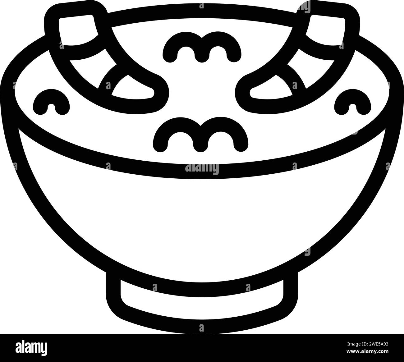 Vecteur de contour d'icône de soupe de crevettes. En-cas chinois. Marché frais Illustration de Vecteur