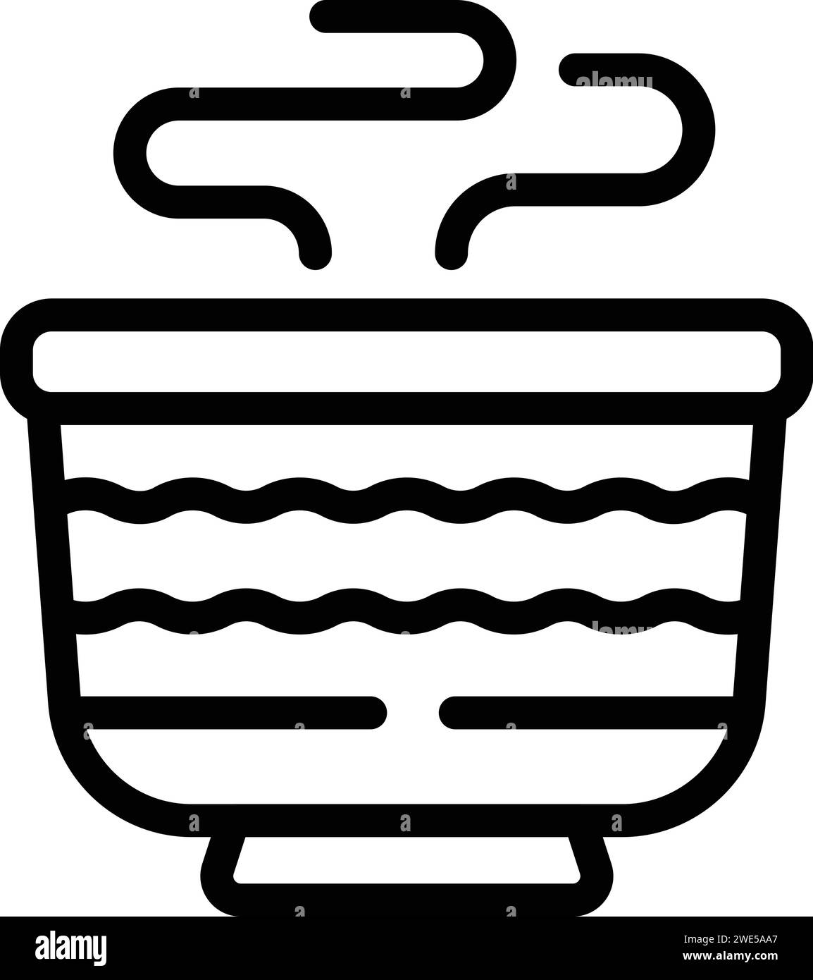 Vecteur de contour d'icône de pot de nourriture chaude. Menu riz. Plat frais du marché Illustration de Vecteur