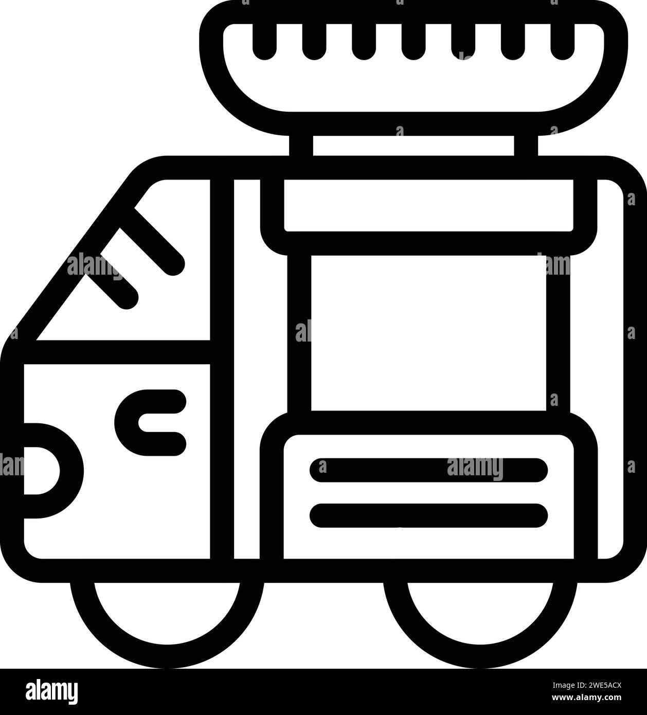 Vecteur de contour d'icône de camion de nourriture de rue. Marché de soupe chaude. Cuisine de plat Illustration de Vecteur