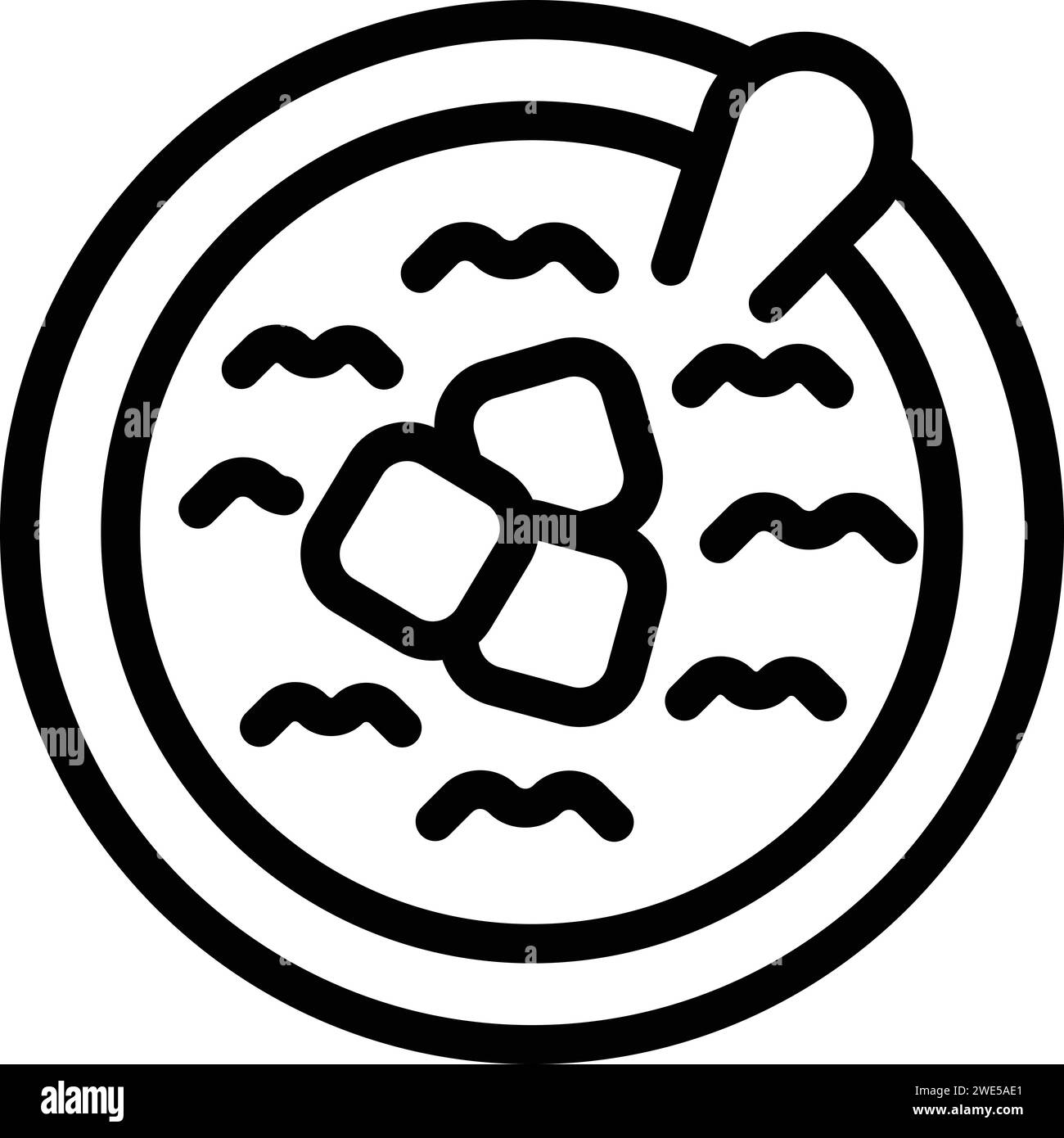 Vecteur de contour d'icône de soupe de nourriture chaude. Café de cuisine. Snack oriental Illustration de Vecteur