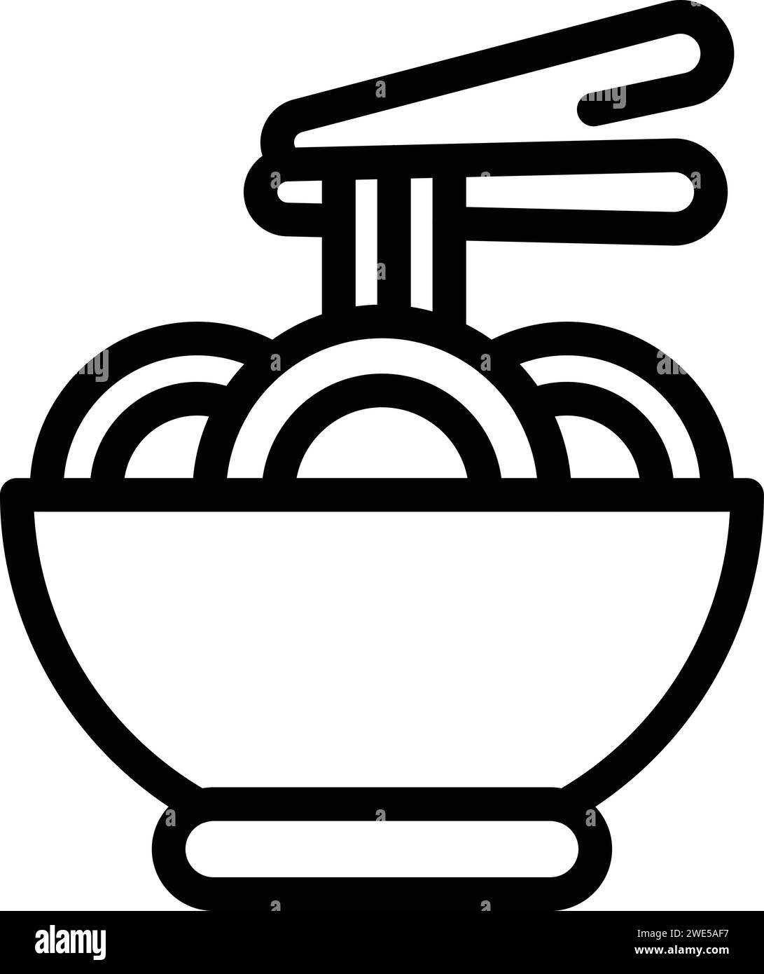 Vecteur de contour d'icône de nourriture de soupe asiatique. Marché de rue. Viande de crevette de route Illustration de Vecteur