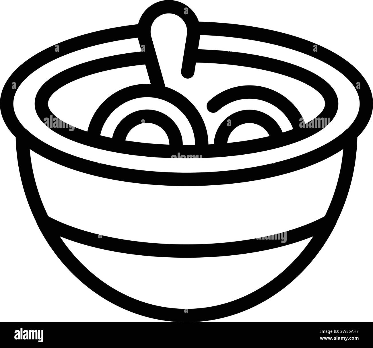 Vecteur de contour d'icône de marché de nourriture fraîche. Soupe asiatique. Cuisine nourriture de riz Illustration de Vecteur