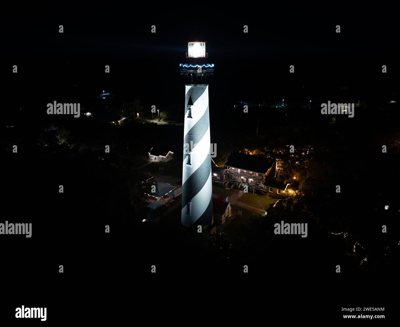 Tirage photo aérien de nuit St Augustine Lighthouse 2024 Banque D'Images