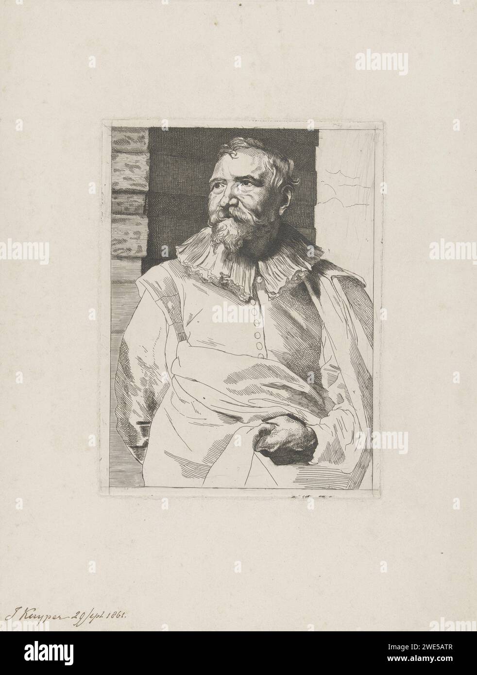 Portrait d'Adam van Noort, J. Kuyper (Prentmaker), d'après Anthony Van Dyck, 1861 papier gravure portrait, autoportrait de peintre Banque D'Images