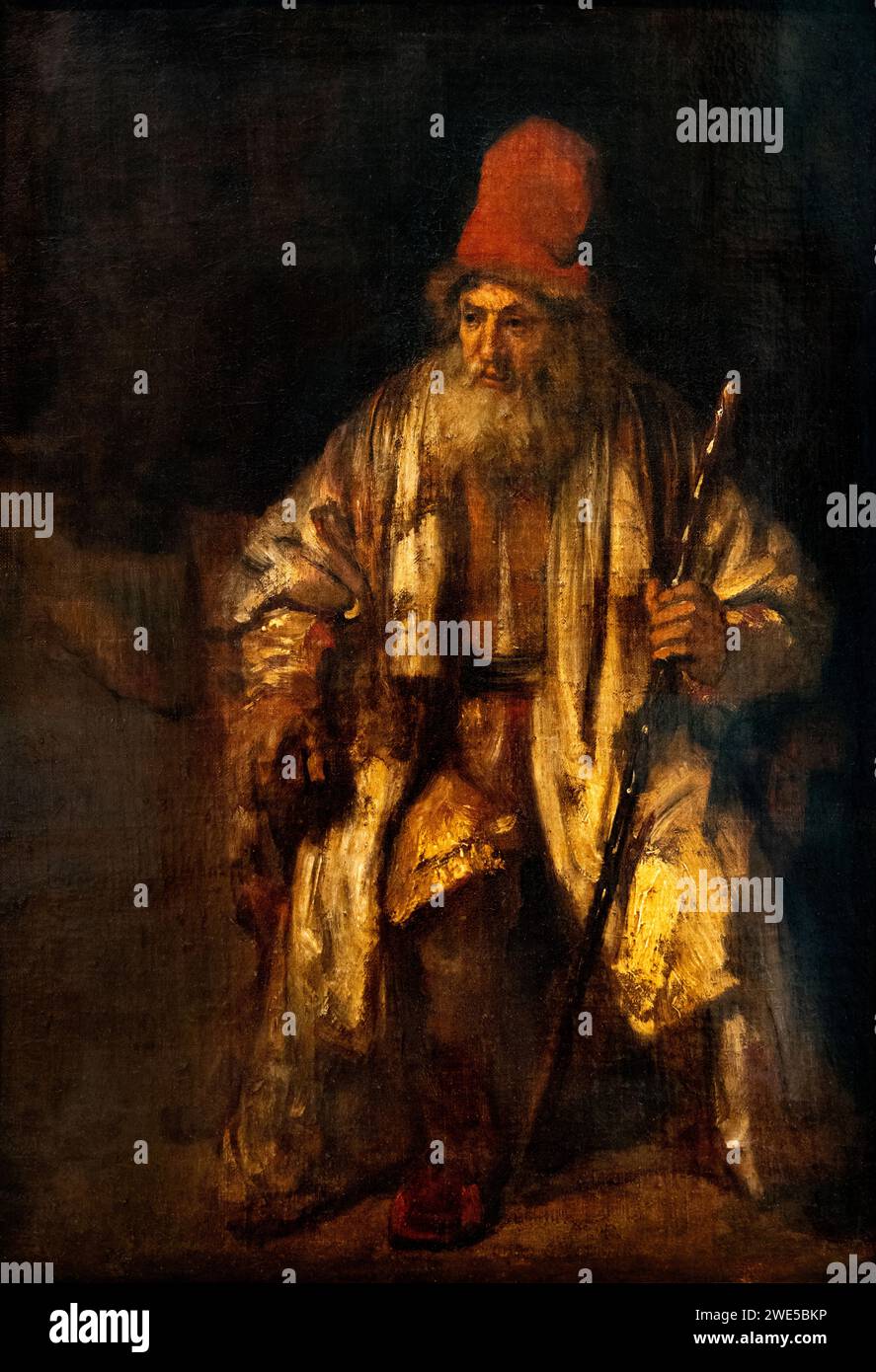 Rembrandt van Rijn, ou peinture de Rembrandt ; « le vieil homme au chapeau ou au chapeau rouge » peinture néerlandaise de l'âge d'or du XVIIe siècle. Banque D'Images