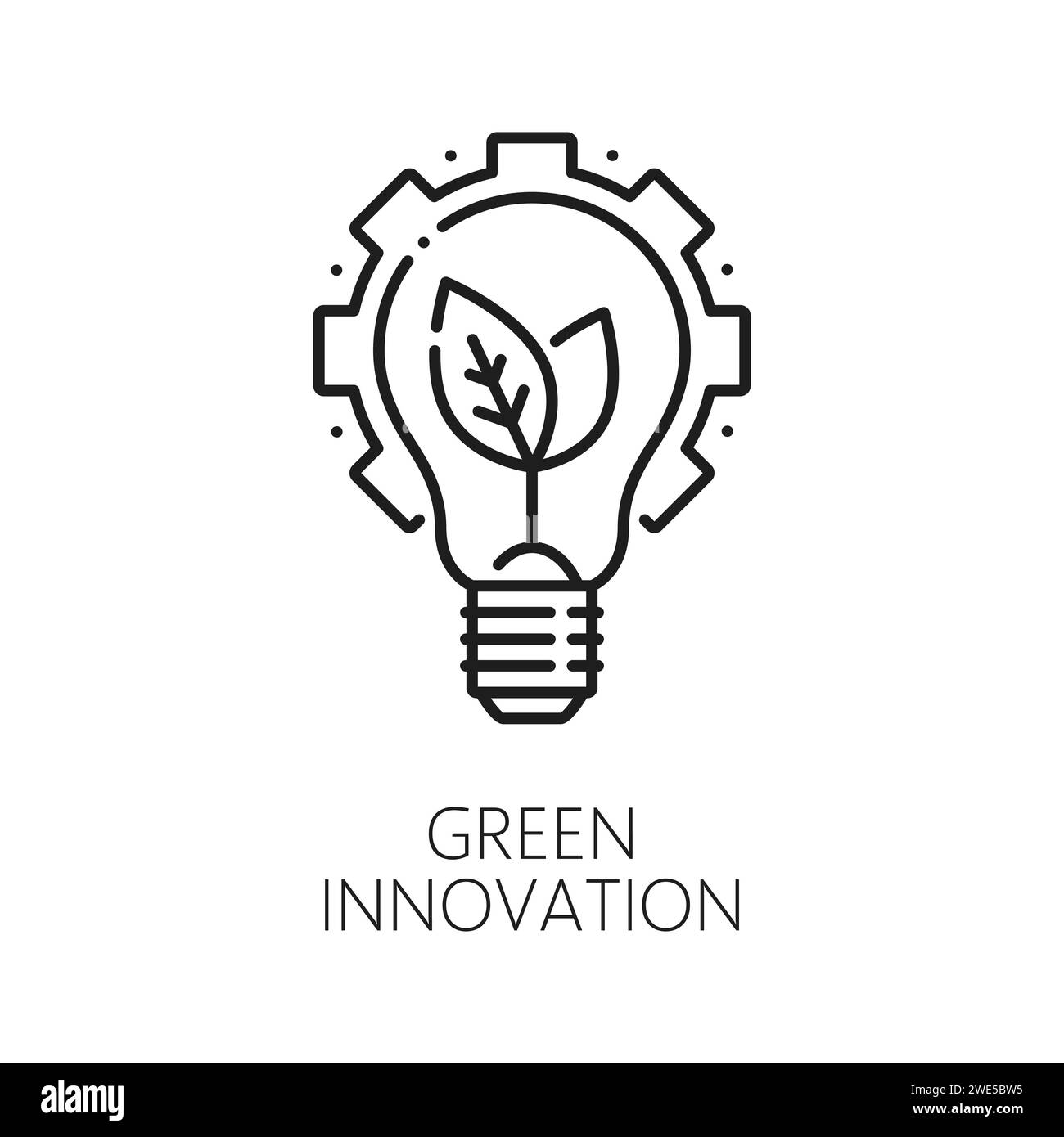 Icône de ligne d'innovation verte pour l'énergie écologique et l'énergie alternative, symbole vectoriel de feuille et d'ampoule. Énergie verte naturelle, production d'énergie alternative ou technologie d'innovation en matière de sources renouvelables Illustration de Vecteur