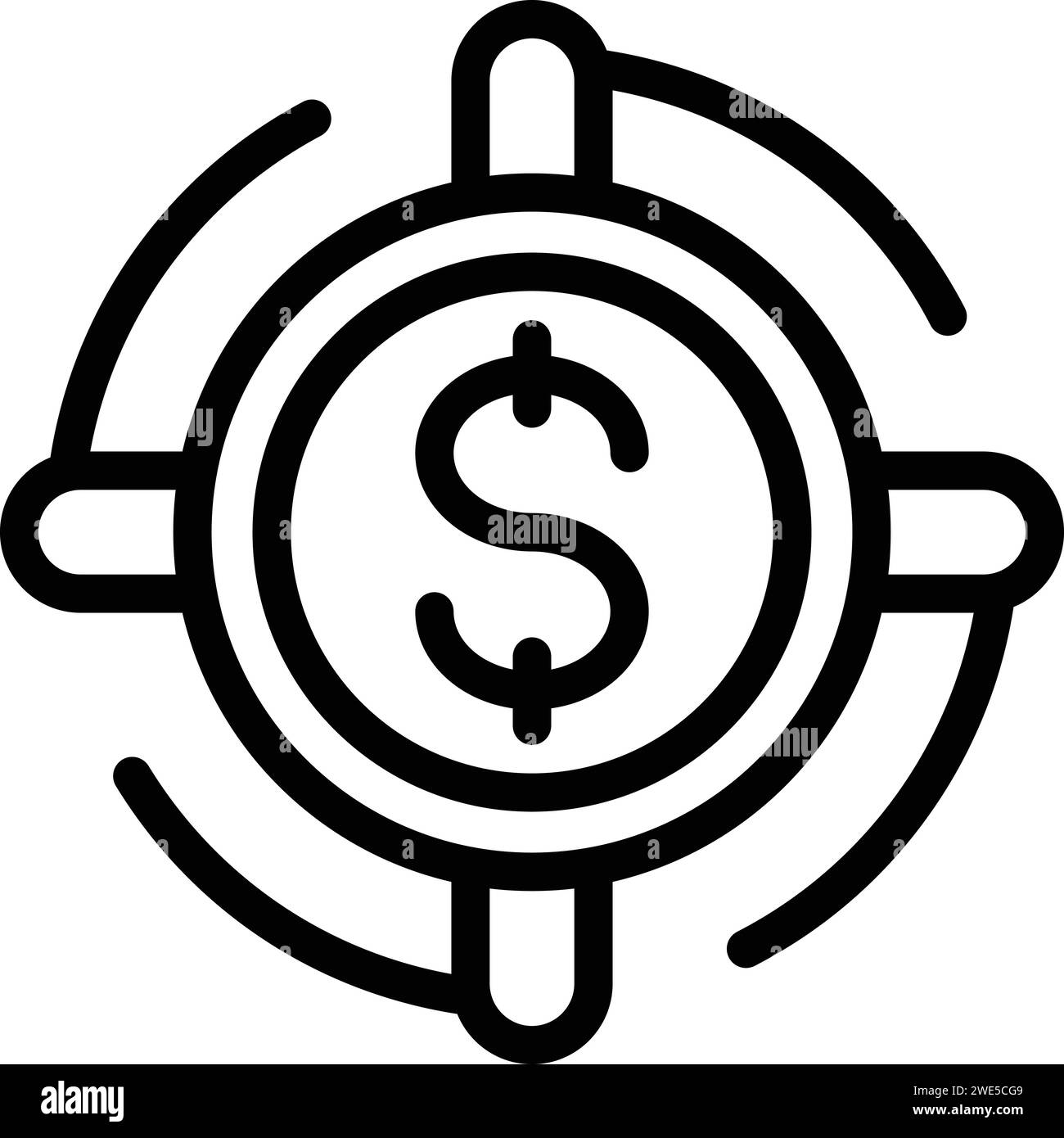 Vecteur de contour d'icône de commerce de dollar cible. Formation numérique. Banque universitaire Illustration de Vecteur