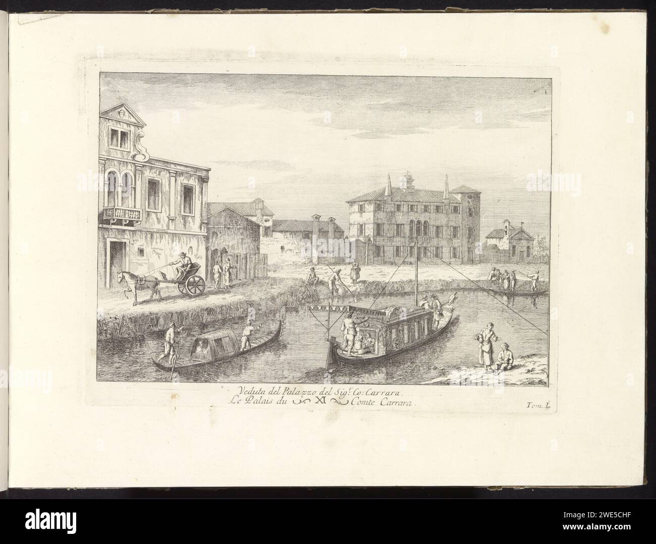 Palazzo Van de Heer Carrara aan de Brenta, Giovanni Francesco Costa, c. 1750 - c. 1760 imprimer vue du Palazzo de M. Carrara sur la rivière Brenta. Numéroté au milieu : XI et en bas à droite : Tom : je Ce tirage fait partie d'un album. Imprimeur : ItalieVenice papier gravure rivière. Hôtel, c'est-à-dire petit palais dans la ville de Brenta Banque D'Images