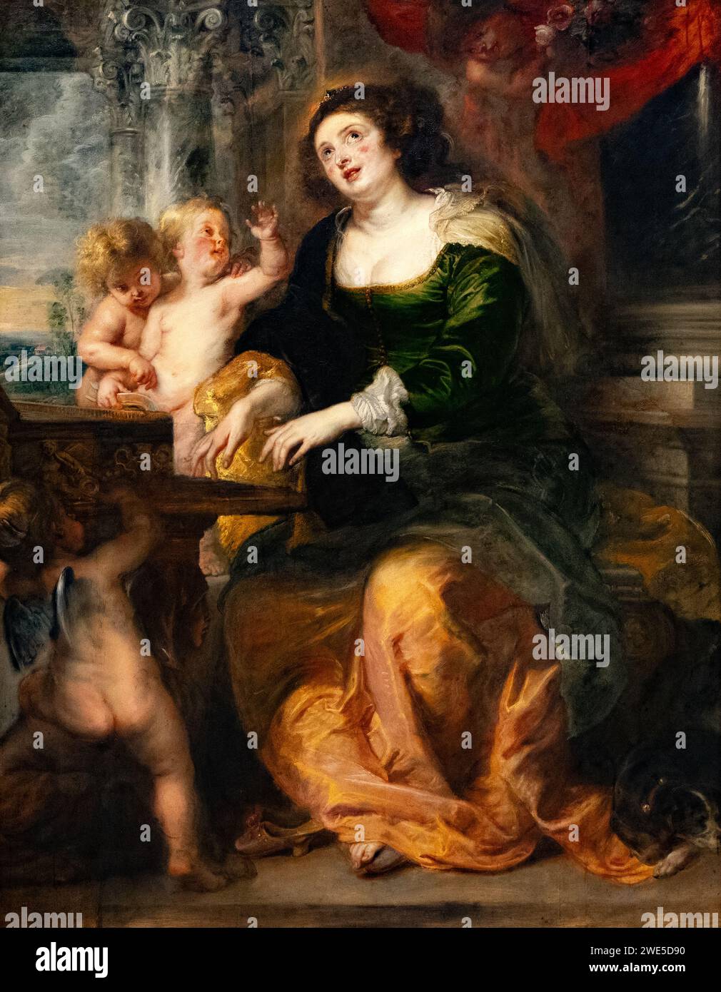 Pierre Paul Rubens peinture, 'Sainte Cecilia' ou 'St. Cecilia', 1639-40, saint patron de la musique d'église. peintres flamands du 17e siècle. Banque D'Images