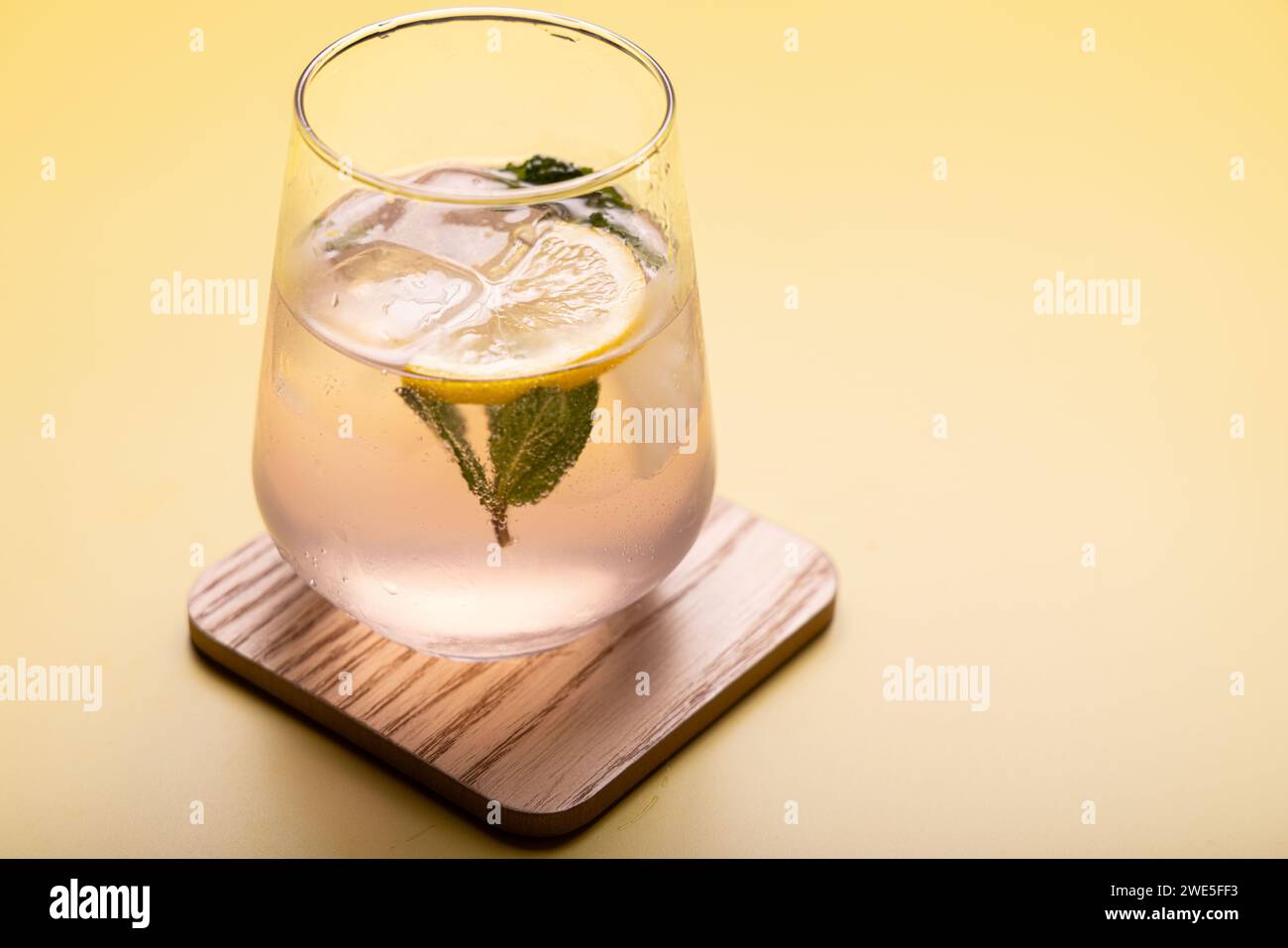 Gin tonic avec menthe et tranche de citron comme garniture Banque D'Images