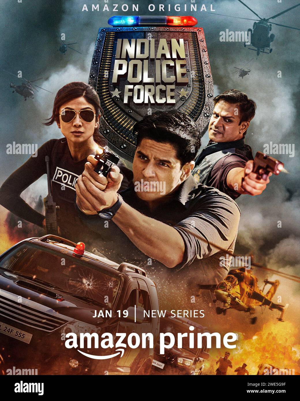 Affiche de la police indienne Shilpa Shetty Kundra, Vivek Oberoi et Sidharth Malhotra Banque D'Images