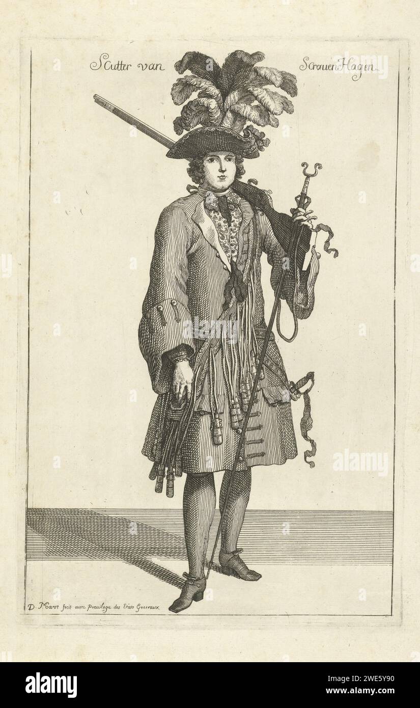 Haagse Schutter, Daniël Marot (I), 1573 - 1752 imprimer papier gravure / gravure armes à feu Banque D'Images