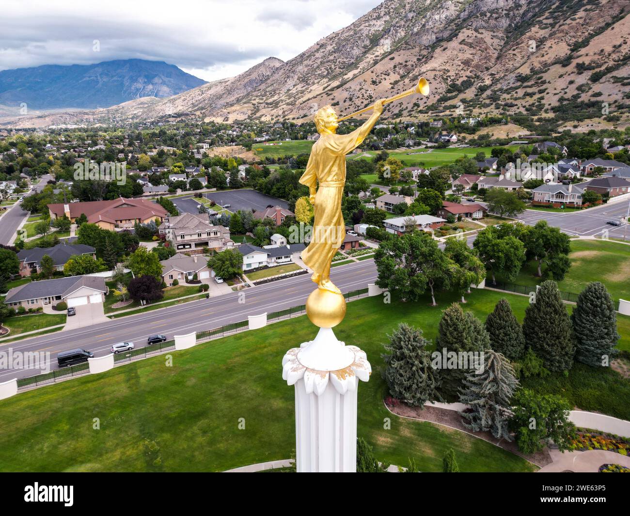 Angel Moroni au sommet du temple Provo Utah, Provo, Utah, USA Banque D'Images