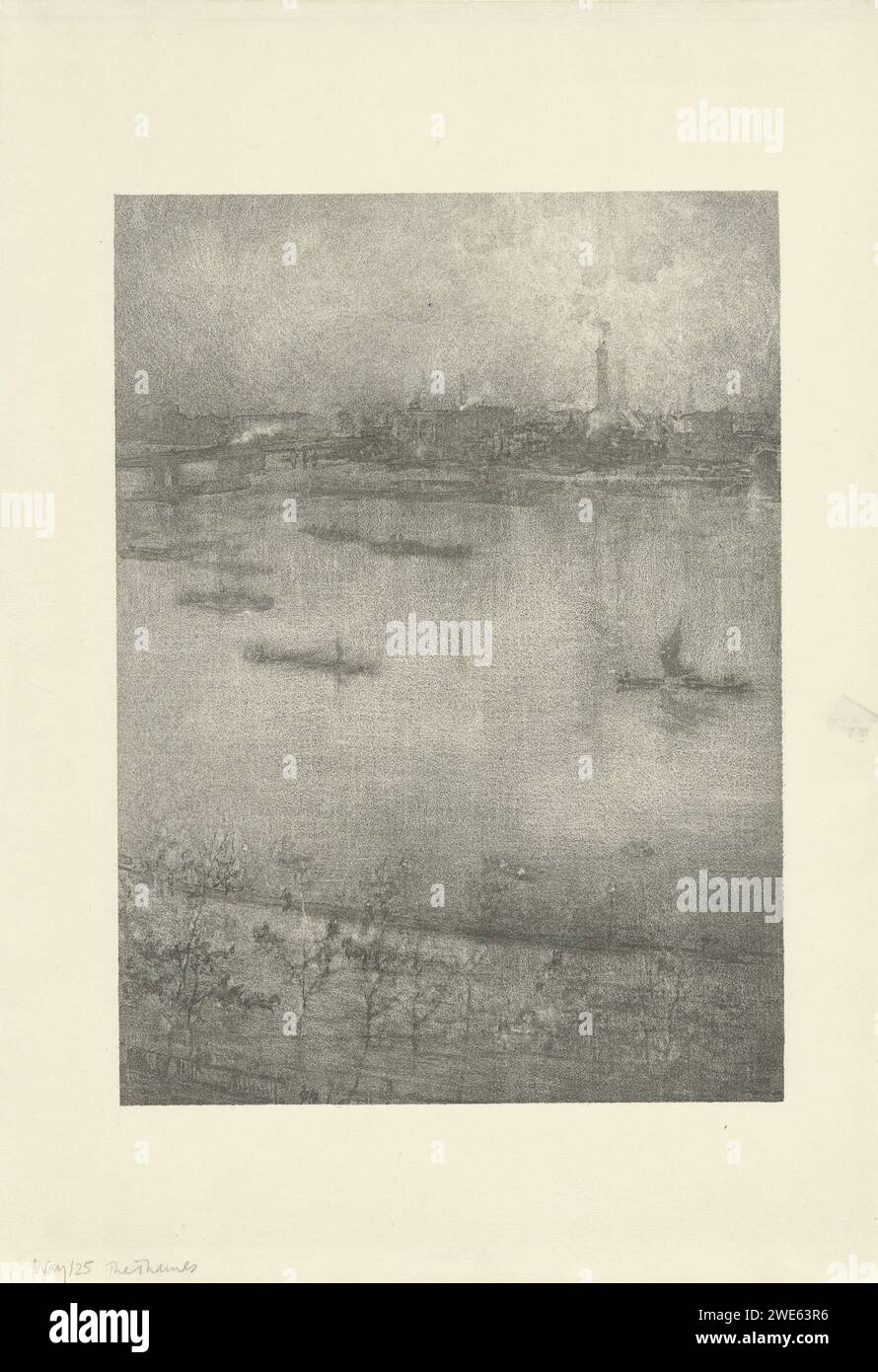The Thames, James Abbott McNeill Whistler, 1896 estampe The River Theems in London, vu d'une chambre de l'hôtel Savoy. . Imprimeur : Englandprinter : London Paper River Thames. Londres Banque D'Images
