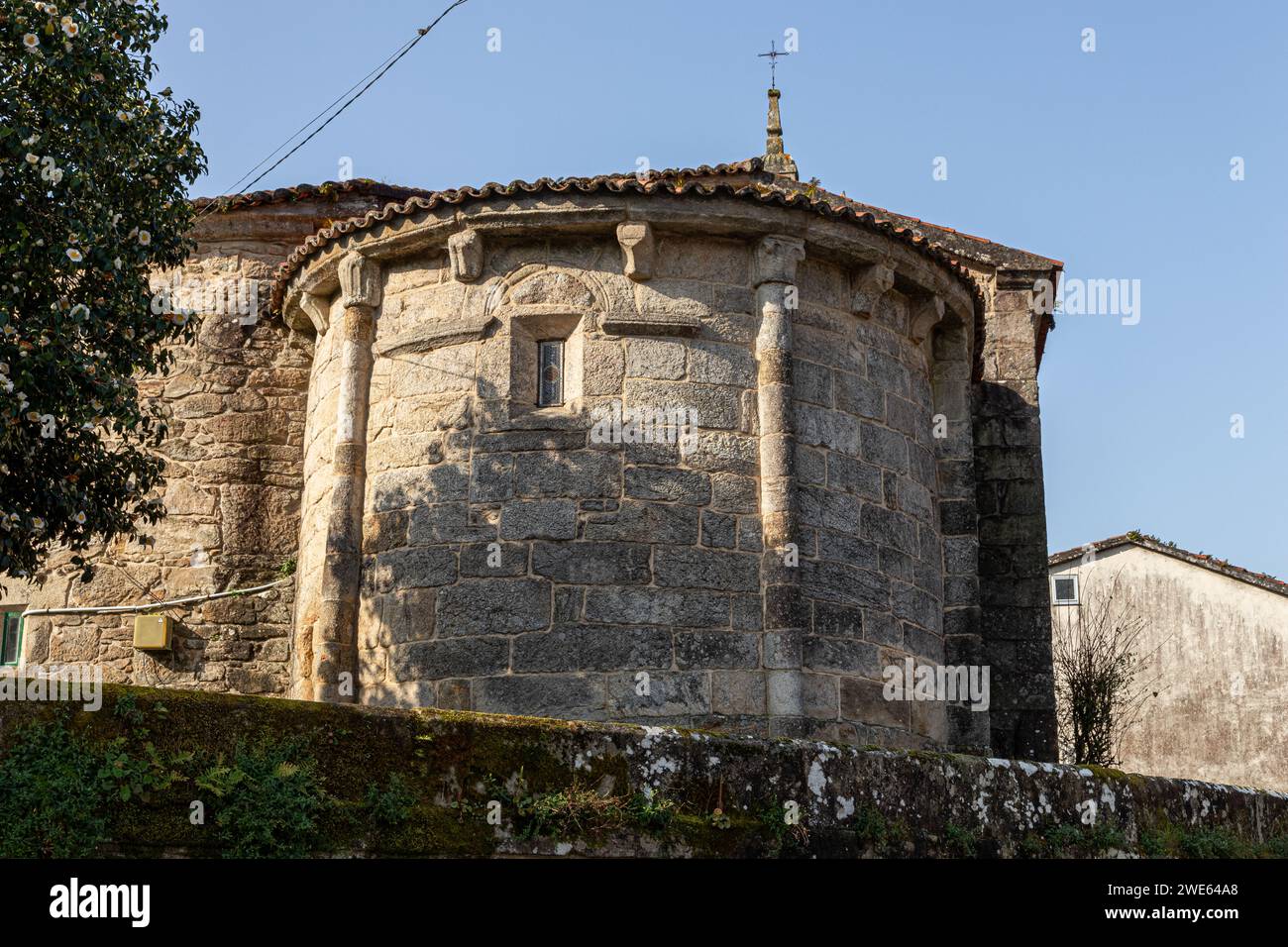 A Ponte Ulla, Espagne. L'église paroissiale de Santa Maria Magdalena, un temple catholique baroque galicien Banque D'Images