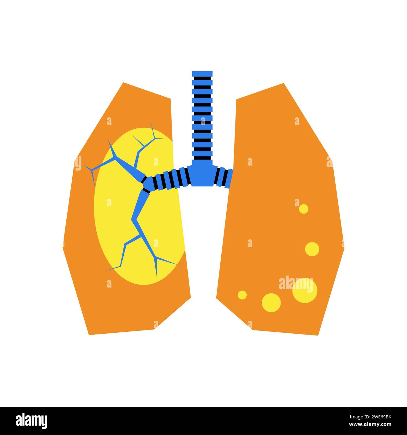 Conception de l'anatomie pulmonaire humaine en patchwork géométrique. Composition graphique pour publicité, bannière, design d'emballage. Illustration vectorielle Illustration de Vecteur