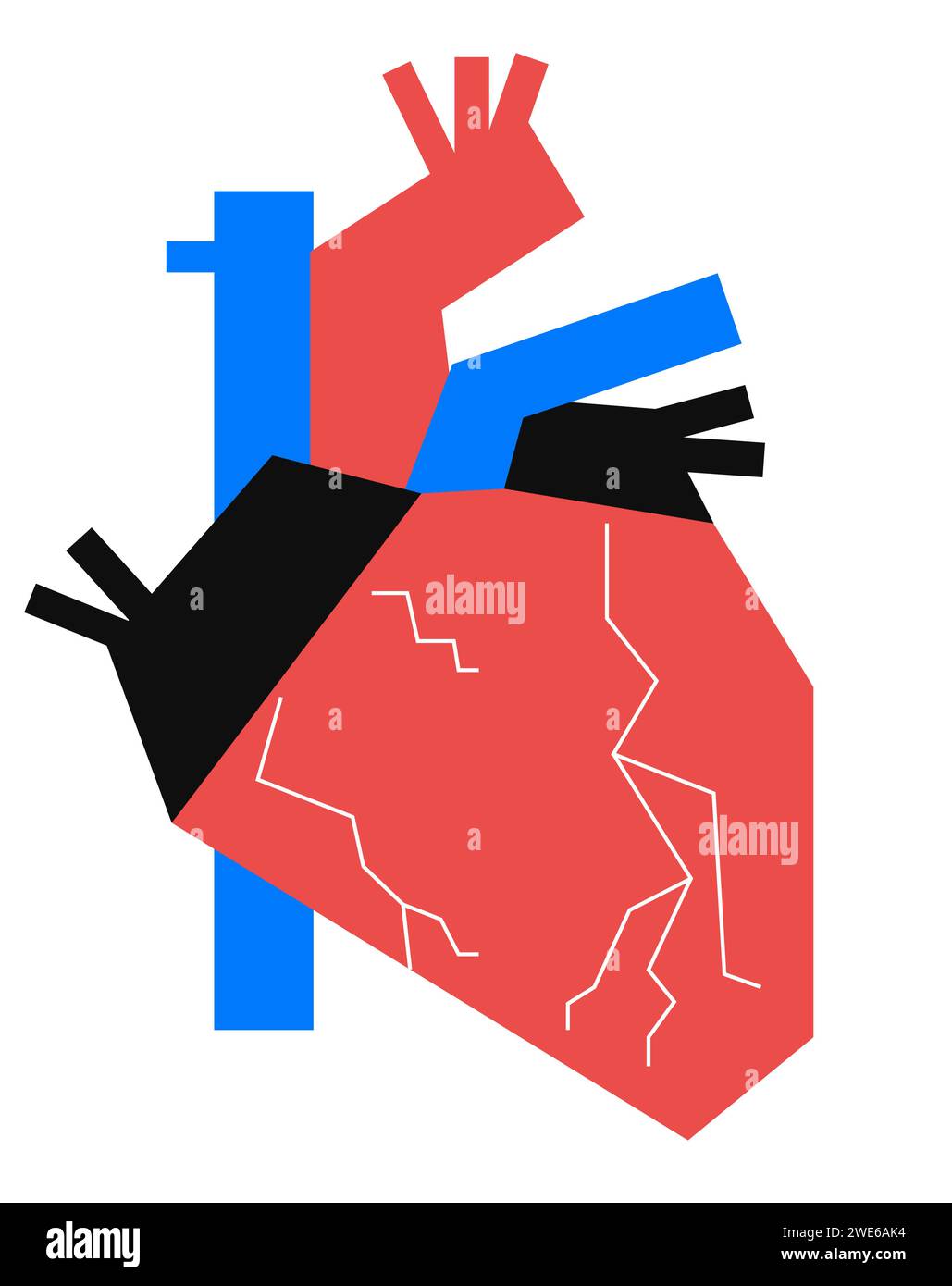 Conception de l'anatomie du coeur humain dans le style géométrique patchwork. Composition graphique pour publicité, bannière, design d'emballage. Illustration vectorielle Illustration de Vecteur
