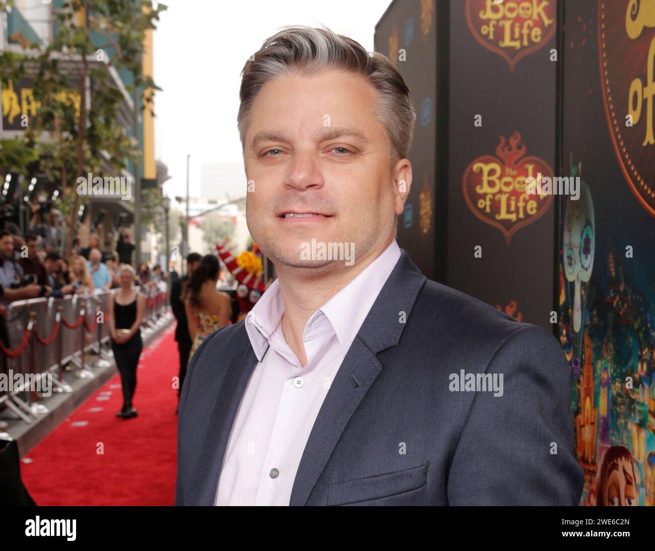 FILE - Producer Brad Booker attends the Twentieth Century Fox and Reel FX Animation Studios premiere of 'The Book of Life' on Sun, Oct 12, 2014, in Los Angeles. (Photo by Todd Williamson/AP, File) Banque D'Images