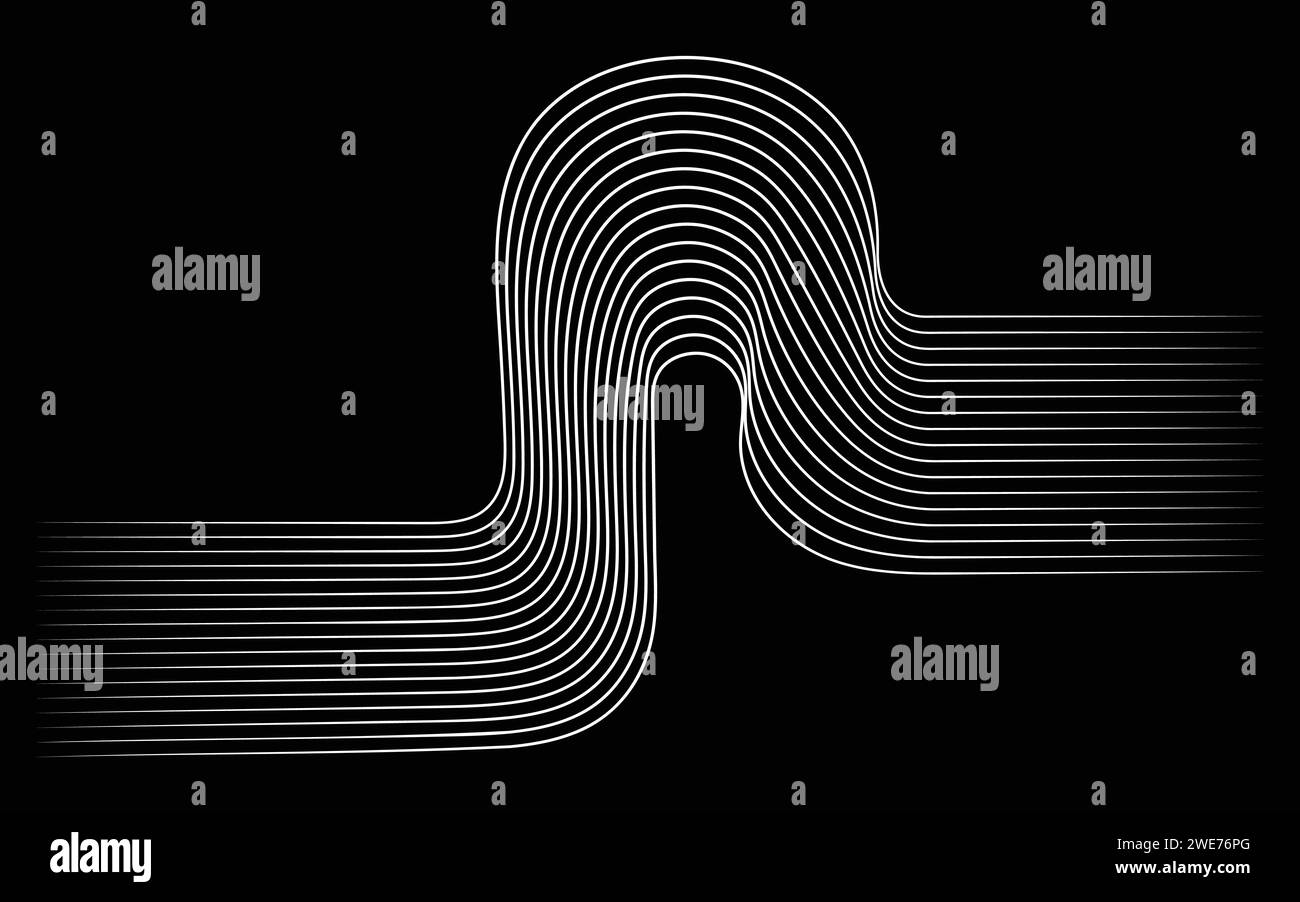 Motif rétro abstrait courbes parallèles lignes rayées vecteur. Illustration de Vecteur
