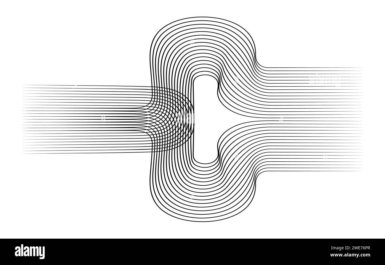 Motif rétro abstrait courbes parallèles lignes rayées vecteur. Illustration de Vecteur