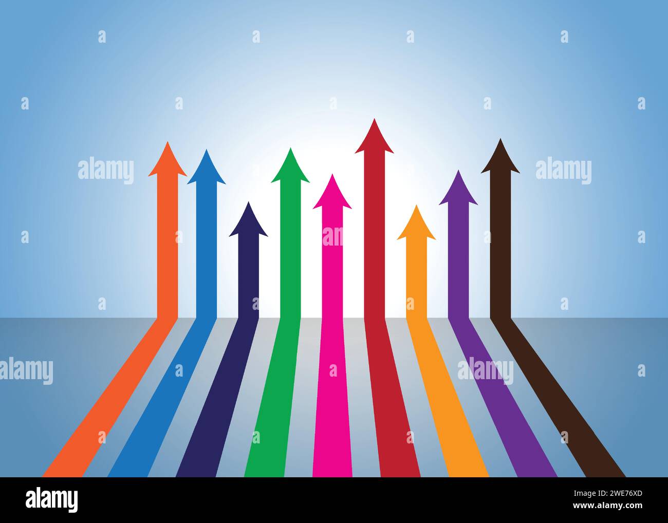 Flèches colorées vers le haut illustration vectorielle infographique. Illustration de Vecteur