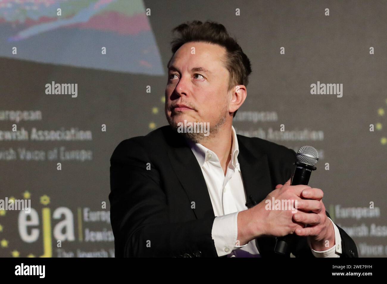 Cracovie, Pologne. 22 janvier 2024. Elon Musk de la RPA assiste à la Conférence de l'Association juive européenne à DoubleTree by Hilton à Cracovie. Conférence sur l'antisémitisme. (Photo Grzegorz Wajda/SOPA Images/Sipa USA) crédit : SIPA USA/Alamy Live News Banque D'Images