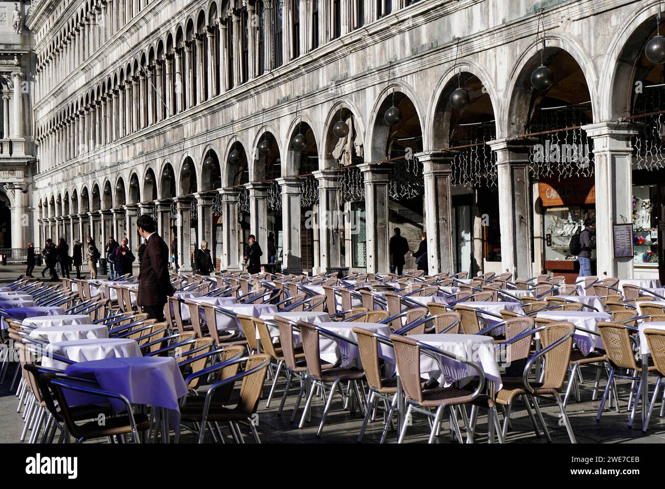 Restaurant sur la place St Marc, San Marco, Venise, Venise, Italie Banque D'Images