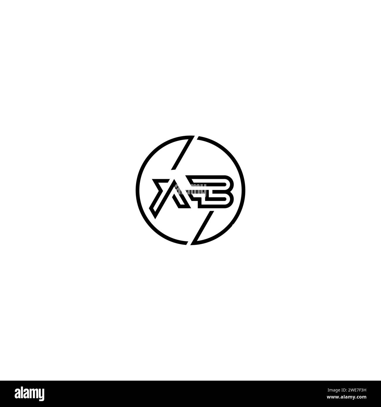 AB simple contour concept logo et cercle de fond noir et blanc de conception initiale Illustration de Vecteur
