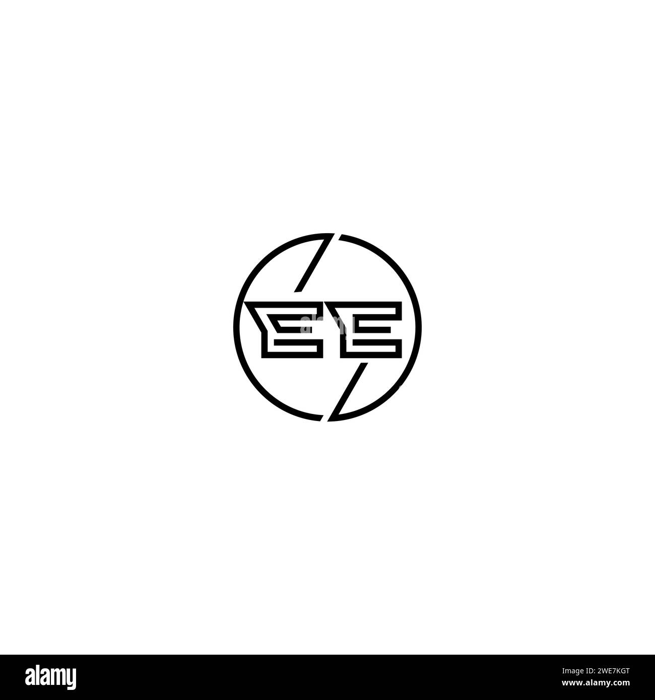 EE simple contour concept logo et cercle de conception initiale fond noir et blanc Illustration de Vecteur