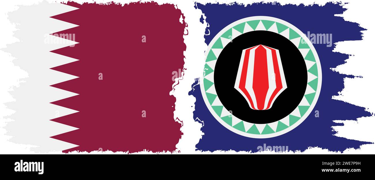 Connexion des drapeaux grunge de Bougainville et Qatar, vecteur Illustration de Vecteur