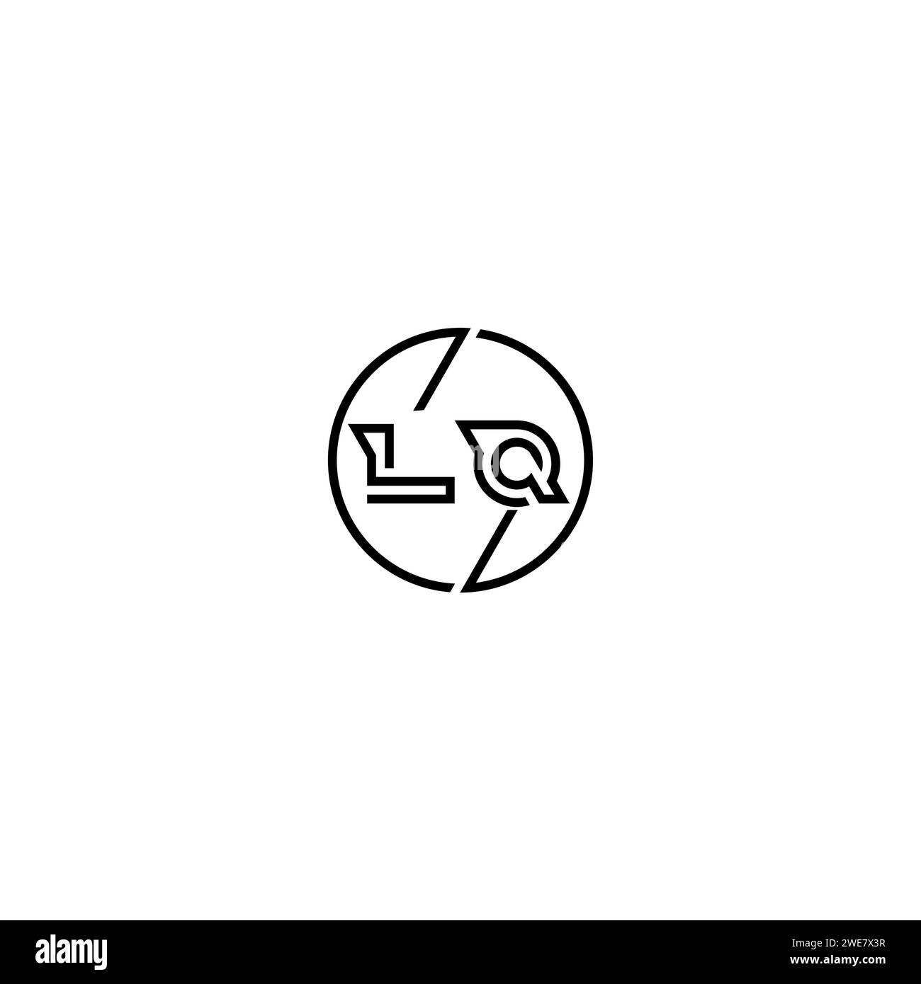 LQ concept de contour simple logo et cercle de fond noir et blanc de conception initiale Illustration de Vecteur